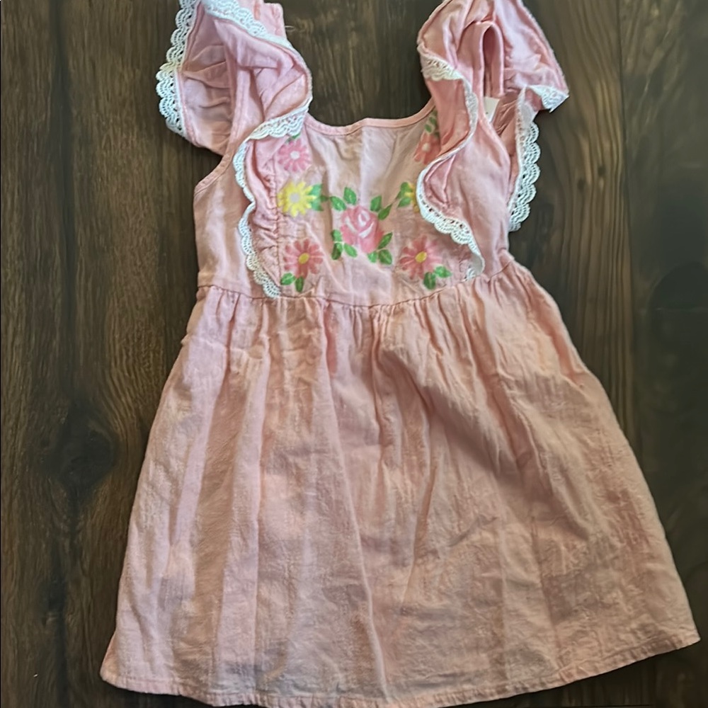 Pink Floral Embroidered Dress